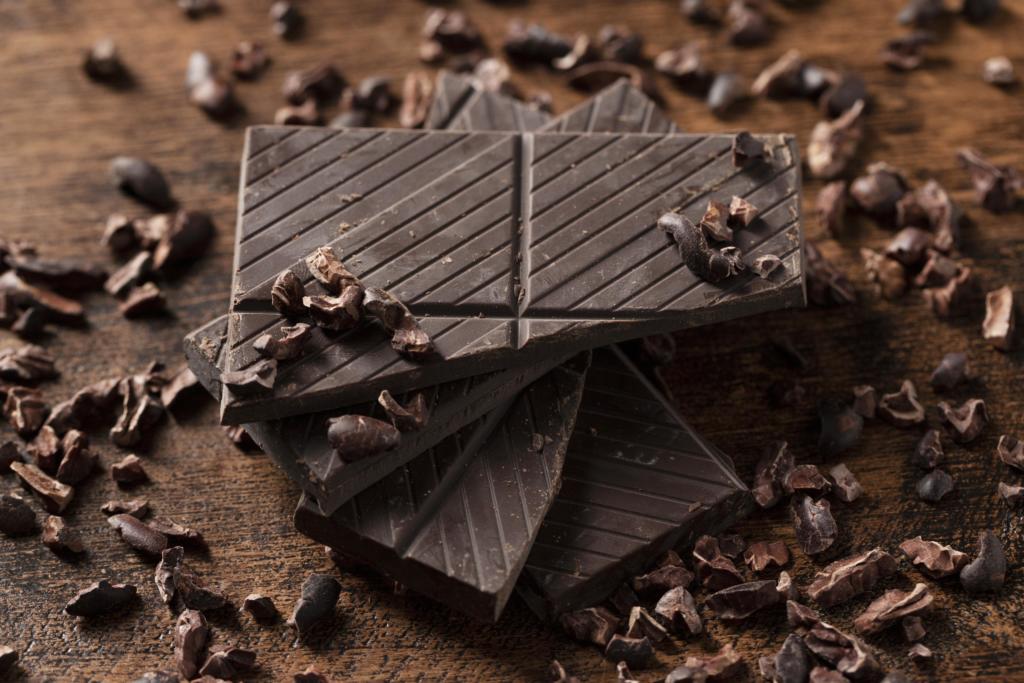 close up view of delicious chocolate on wooden table