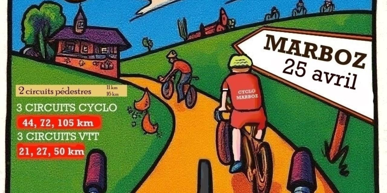 Les Cyclos Marbozien sont heureux de vous inviter à l&rsquo;évènement « Faites du Vélo ! », le samedi 25 avril à Marboz